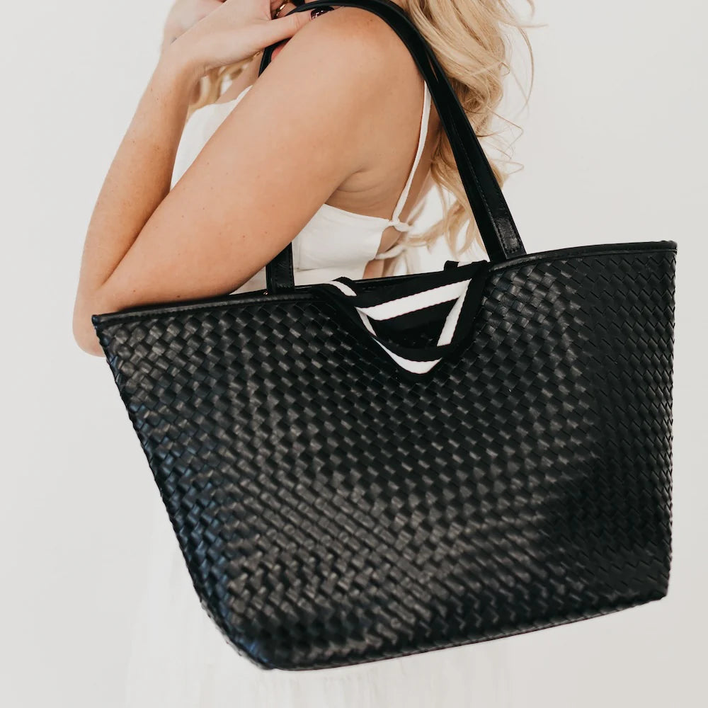 Woven Tiffany Organizer Tote - Black