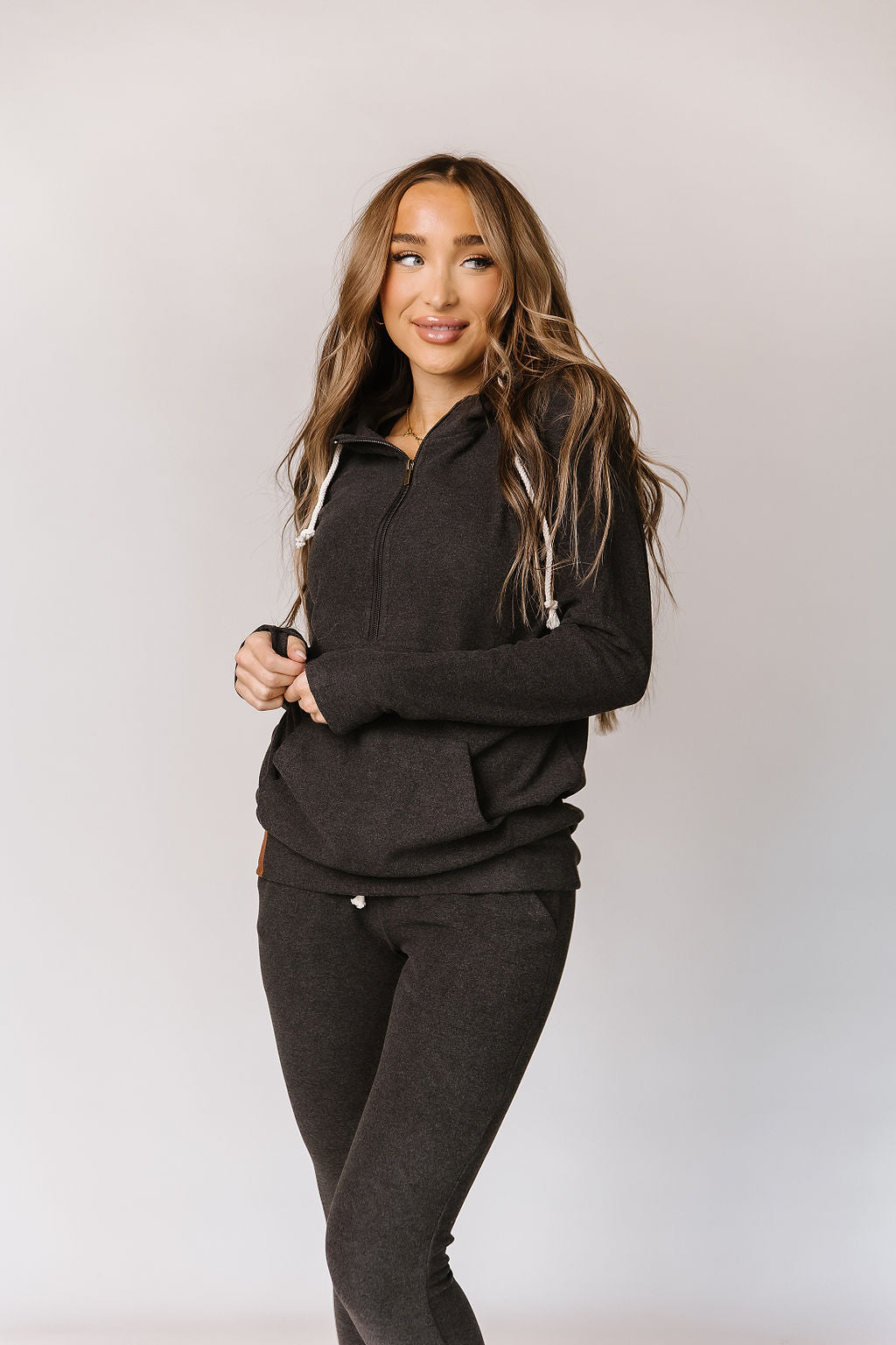 Ampersand Avenue - Halfzip Hoodie Performance Fleece - Stone