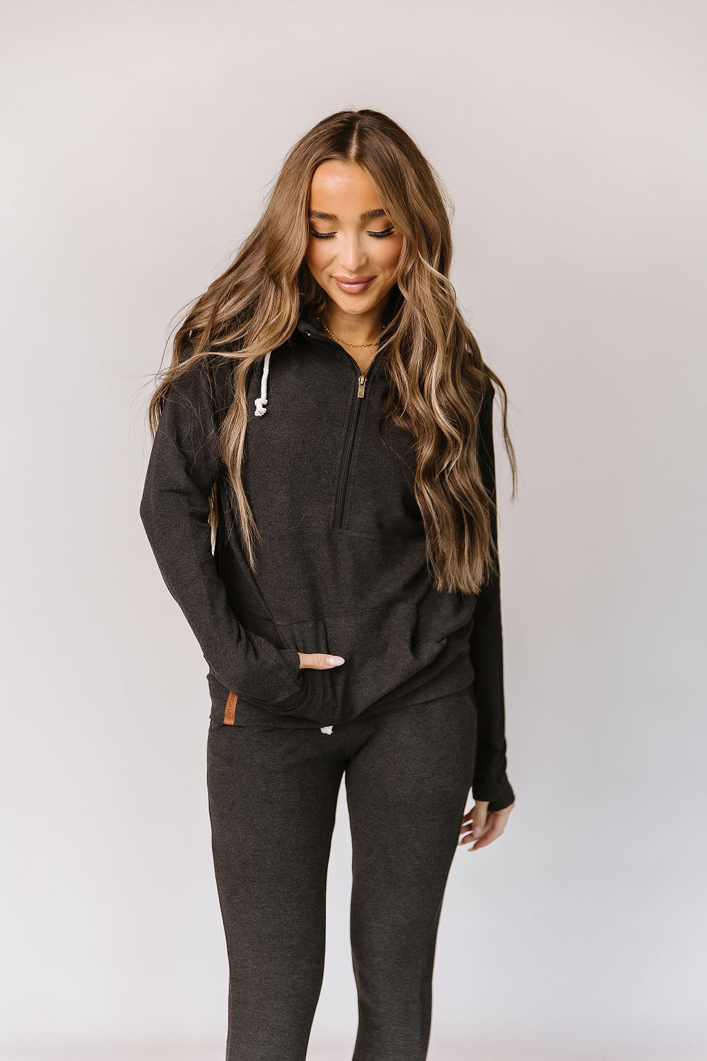Ampersand Avenue - Halfzip Hoodie Performance Fleece - Stone