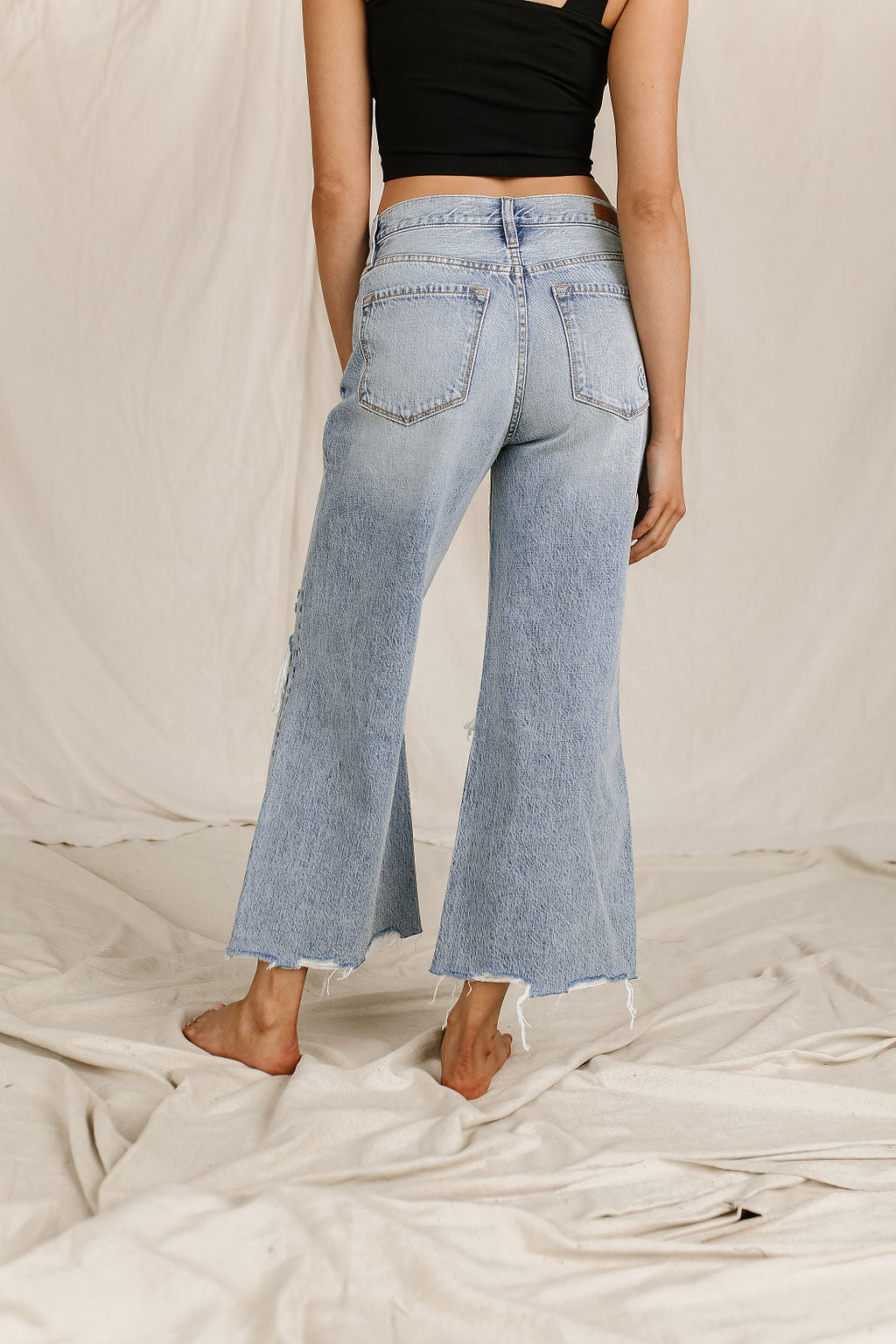 Ampersand Avenue 518 Denim - Heavy Distressed Wide Leg Crop
