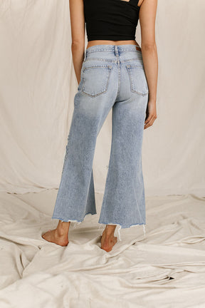Ampersand Avenue 518 Denim - Heavy Distressed Wide Leg Crop Jeans