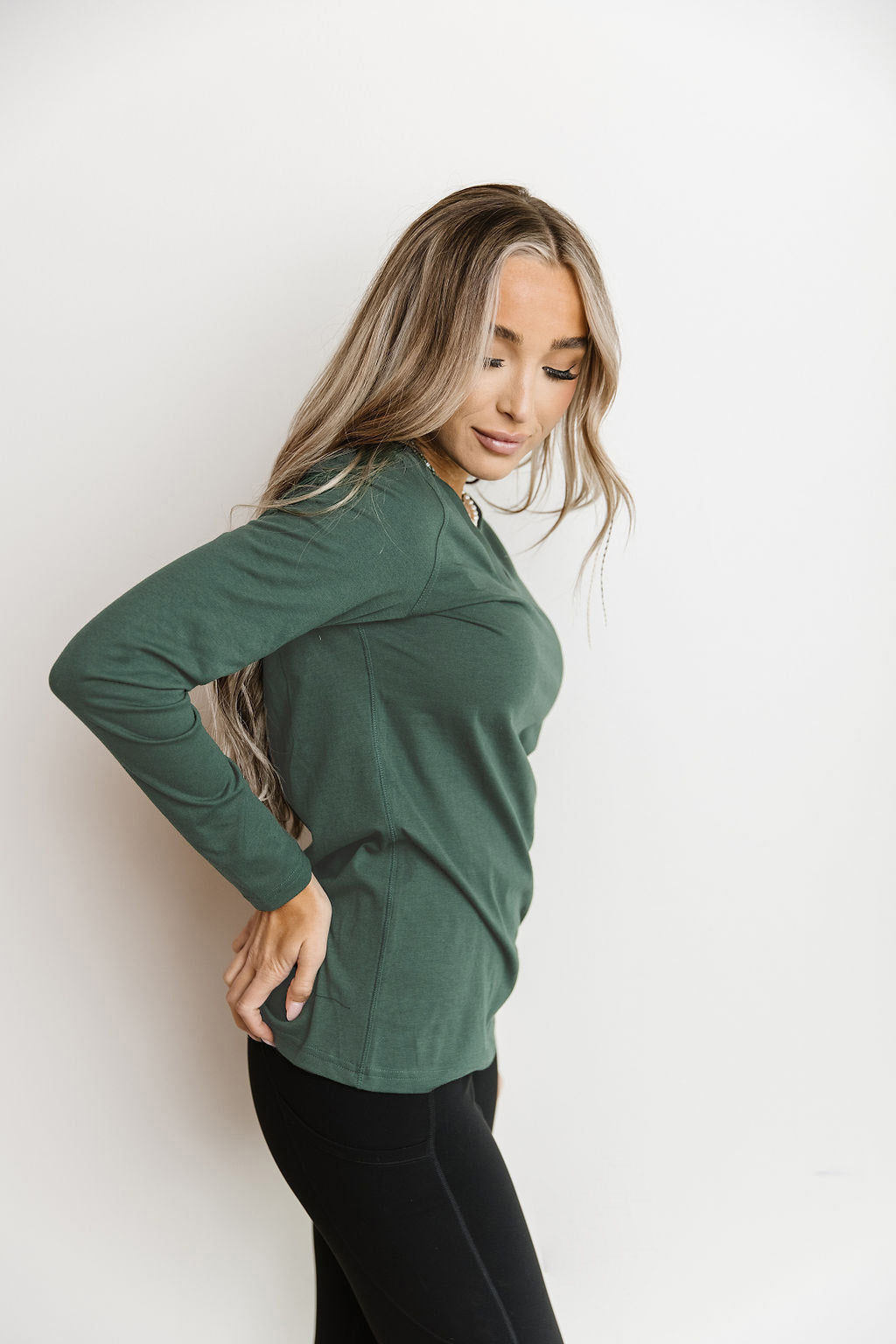 Ampersand Avenue Long Sleeve Vneck Lulu Tee - Green