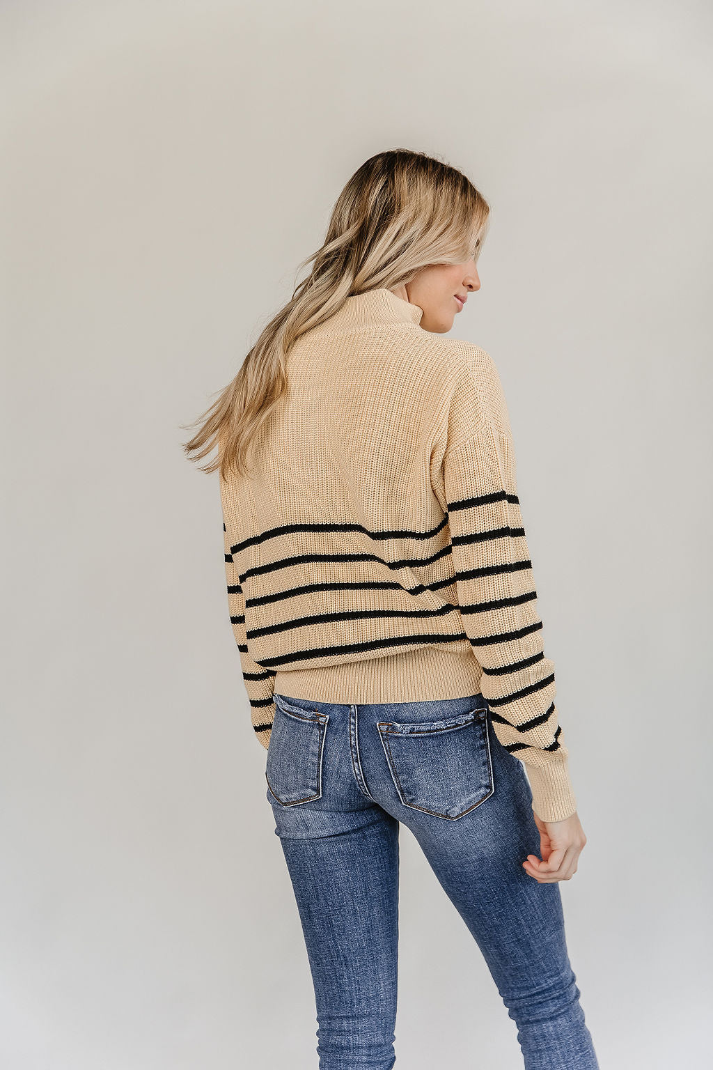 Ampersand Avenue - HalfZip Sweater Cream & Black Stripe