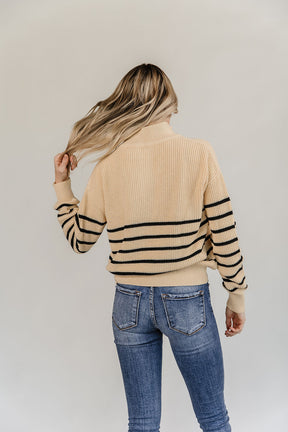 Ampersand Avenue - HalfZip Sweater Cream & Black Stripe