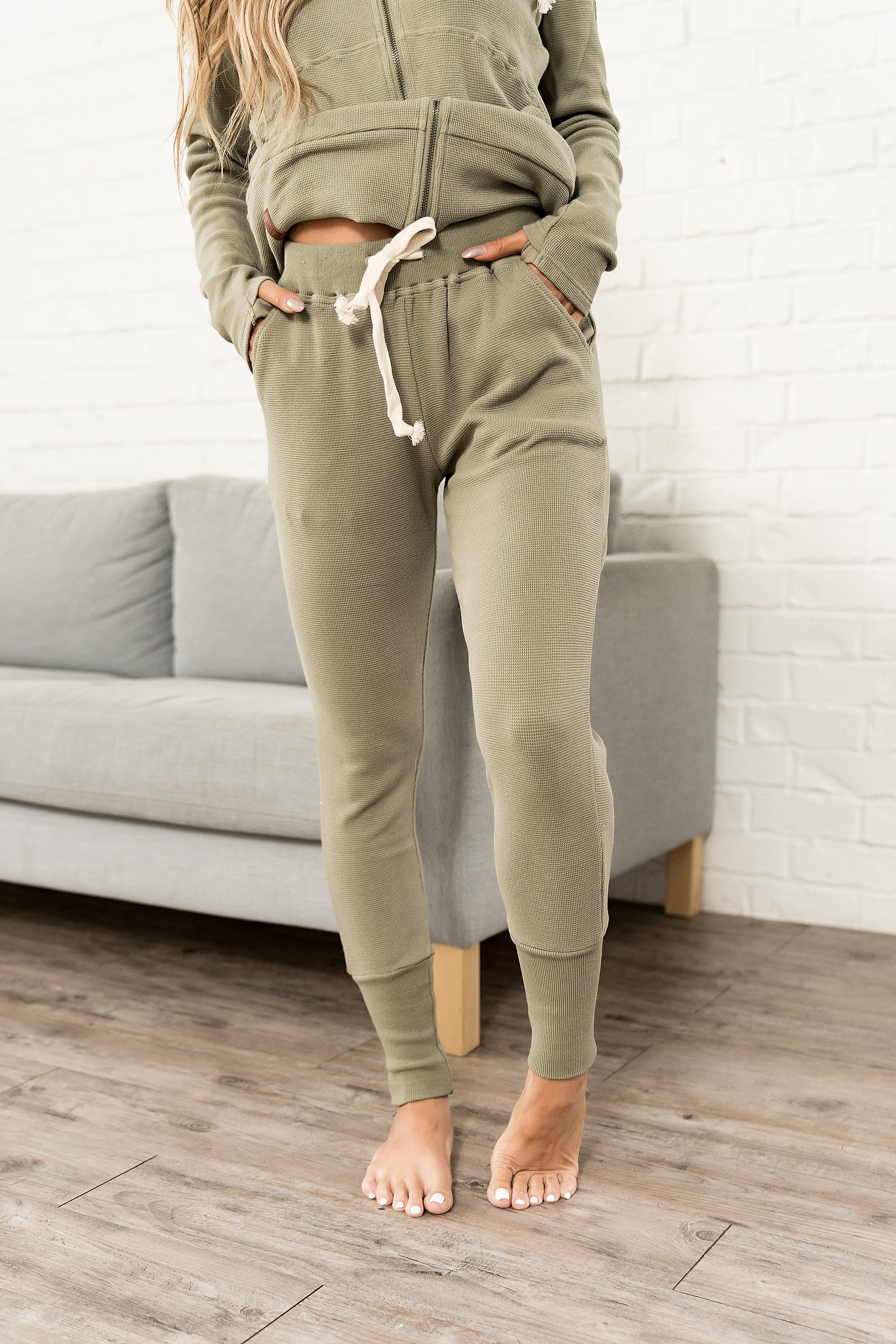 Ampersand Avenue Waffle Knit Jogger - Willow