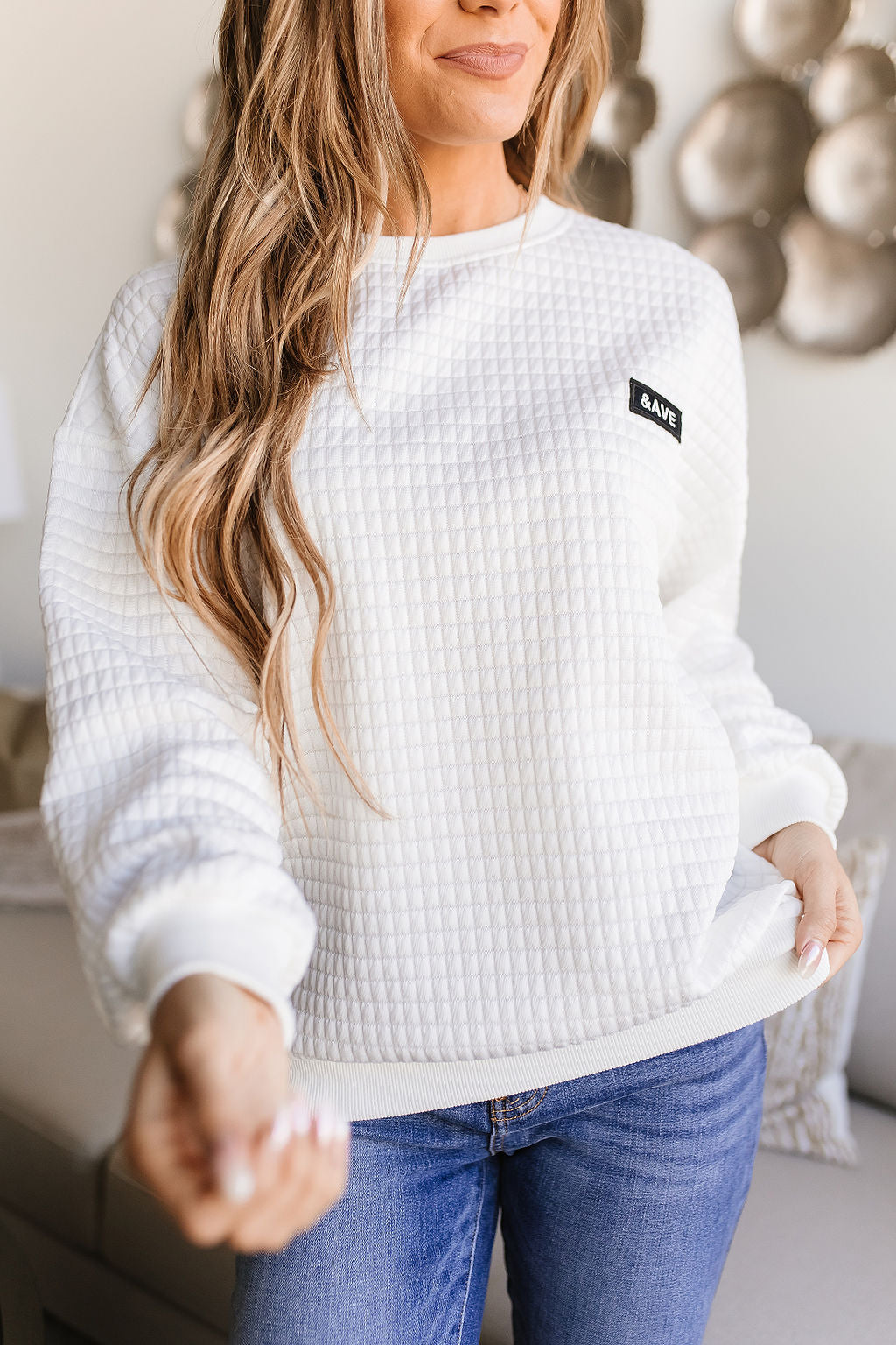Ampersand Avenue Quilted Pullover - White &ave