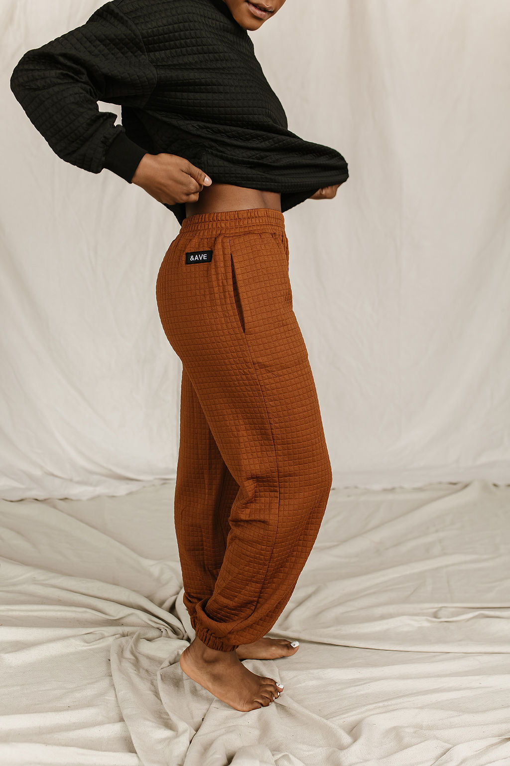 Ampersand Avenue Quilted Joggers - Copper