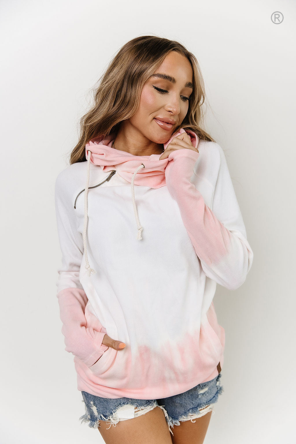 Ampersand Avenue Doublehood™ Sweatshirt - To Dye For - Pink