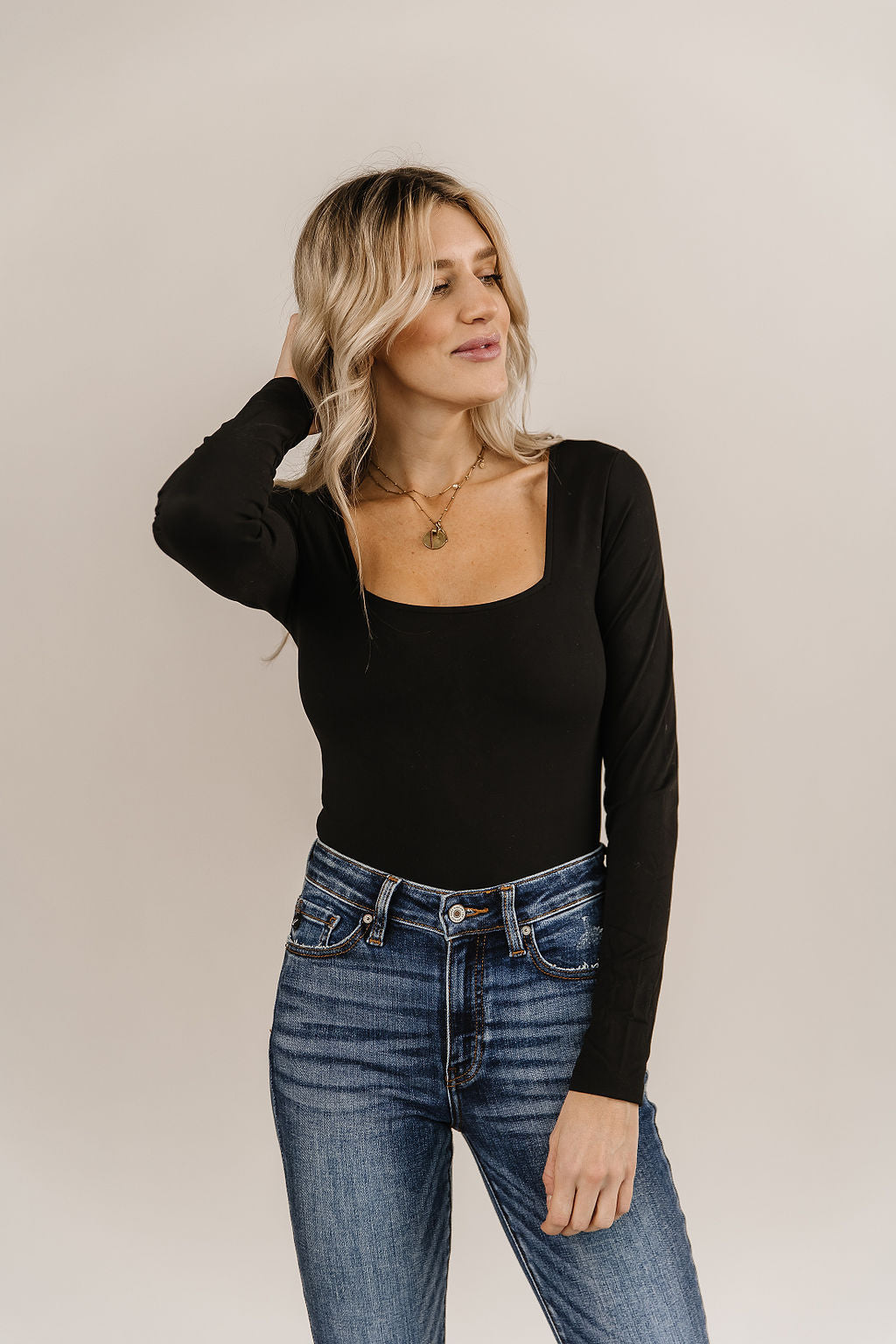 Ampersand Avenue Long Sleeve Bodysuit - Black