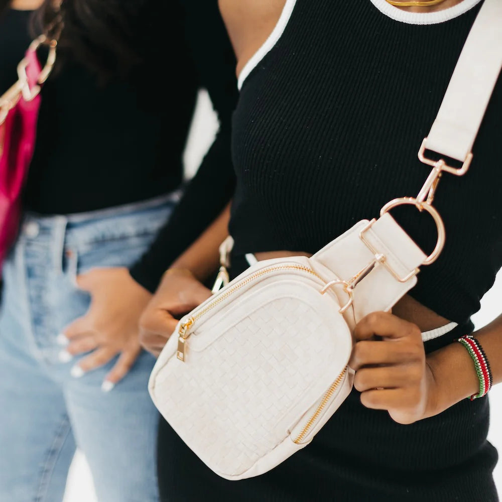 Waverly Woven Sling Bag - Cream