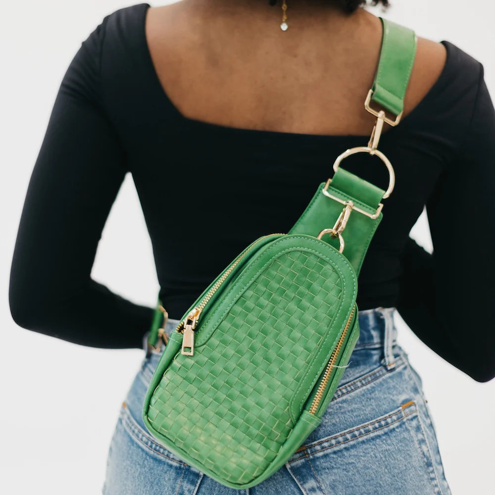 Waverly Woven Sling Bag - Emerald