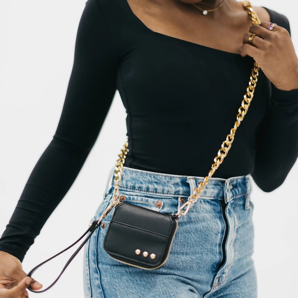 Winnie Wallet Chain Bag - Black Gold