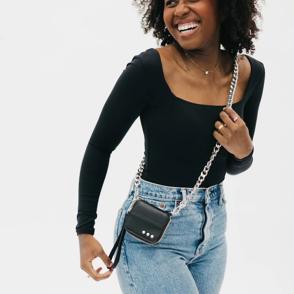 Winnie Wallet Chain Bag - Black Silver