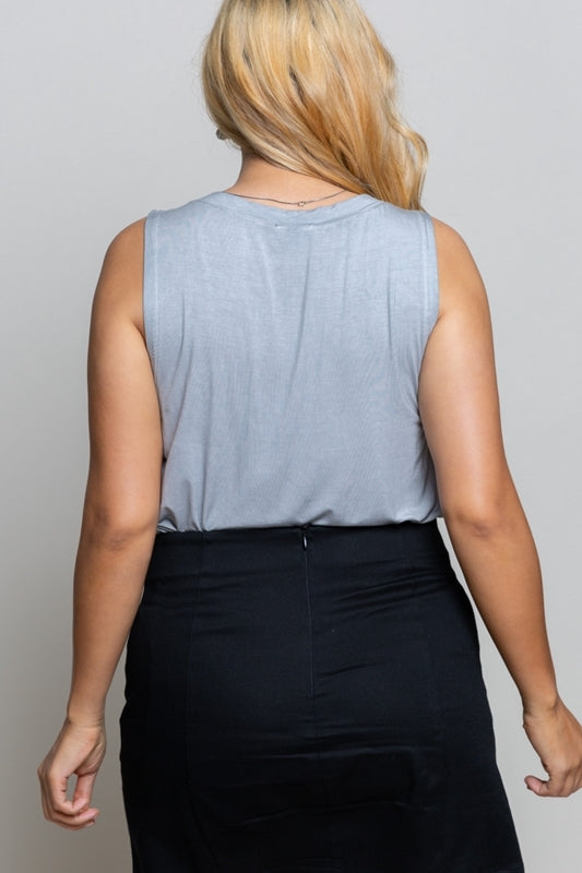 Loving Soul Button Front Tank - Dove Grey