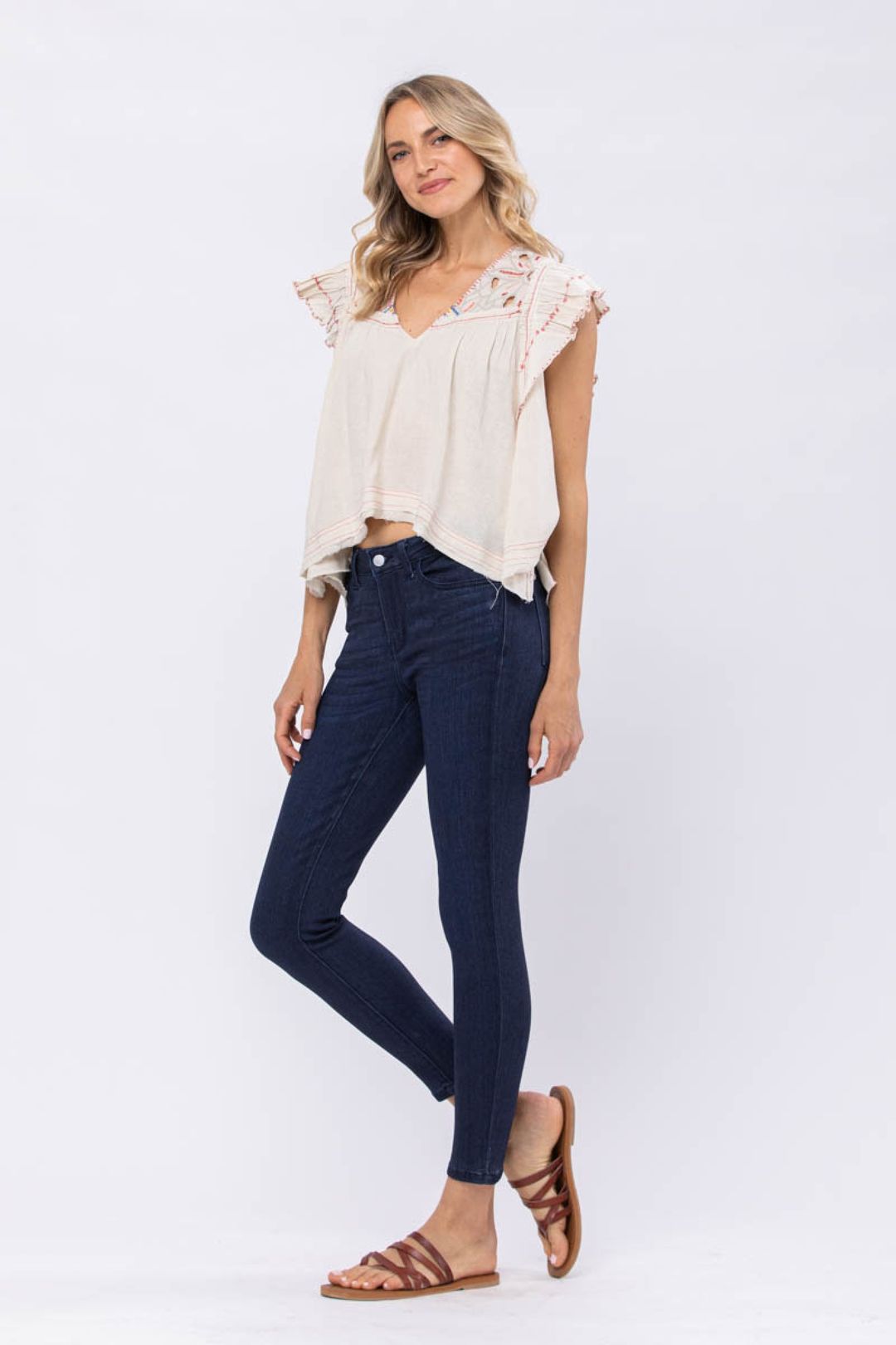Judy Blue Mid Rise Dark Denim Skinny Jeans