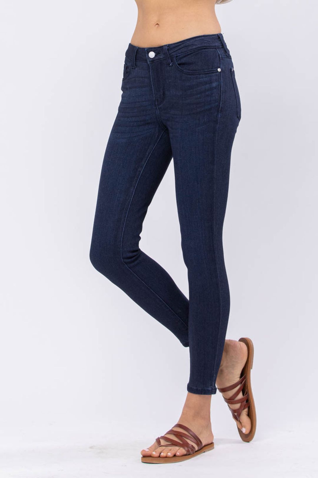 Judy Blue Mid Rise Dark Denim Skinny Jeans