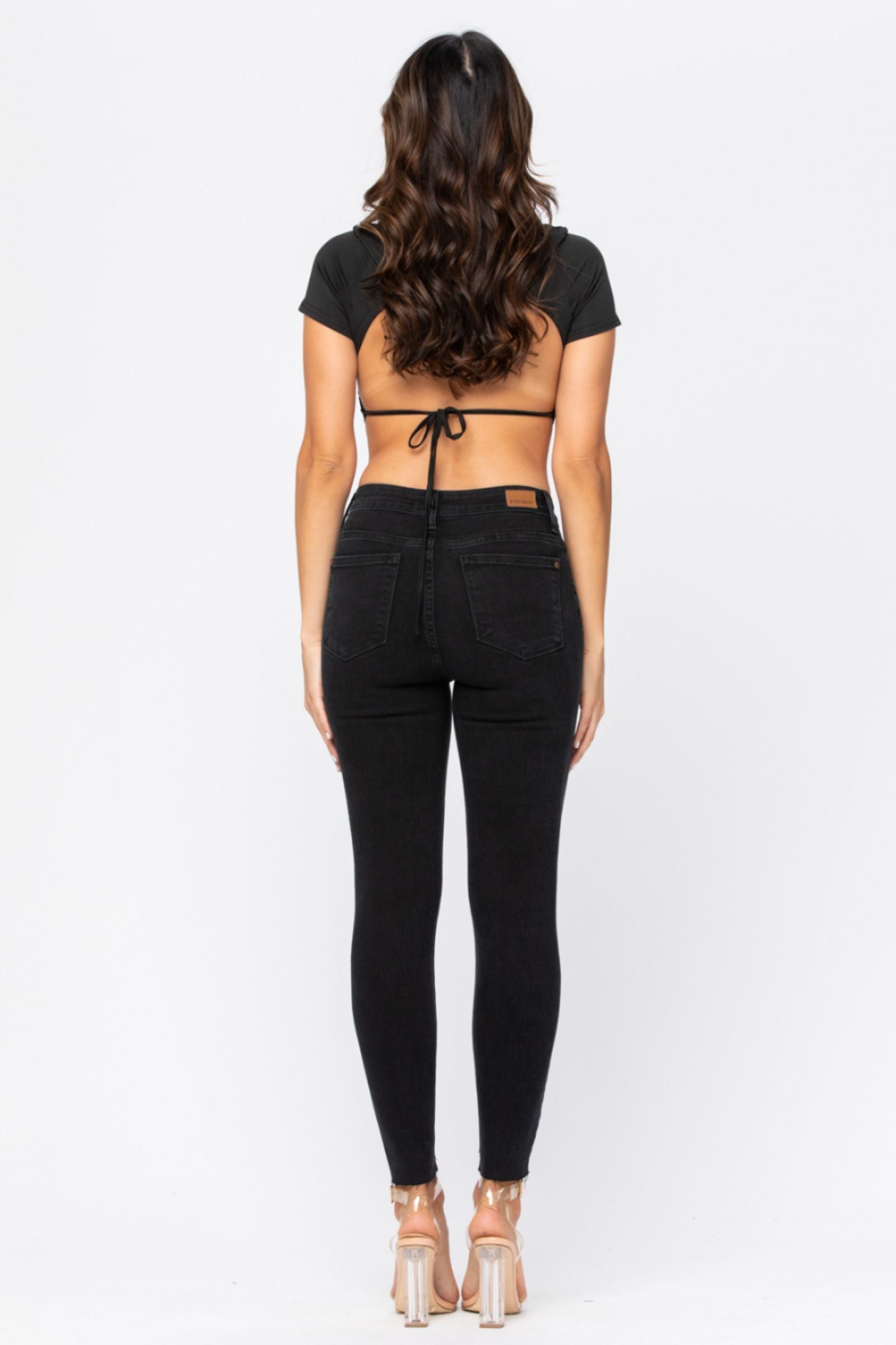 Judy Blue Black Destroyed Leopard Patch Skinny