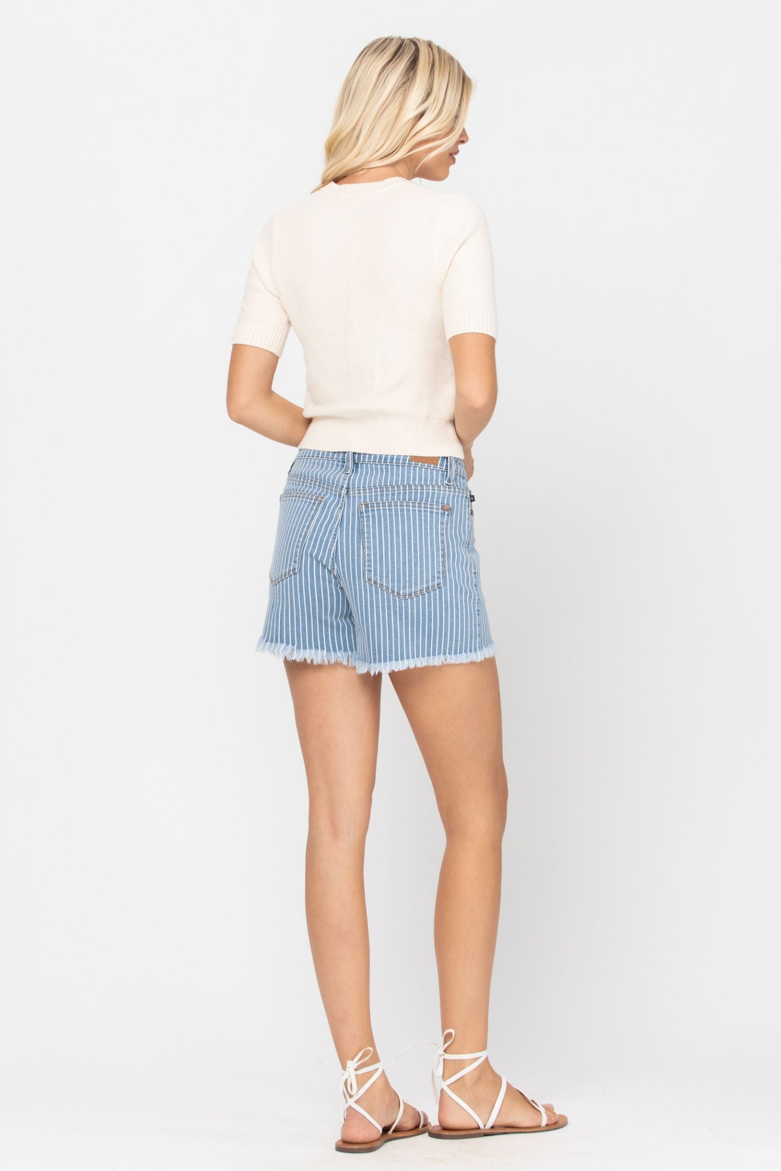 Judy Blue Stripe Cut-Off Shorts