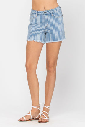 Judy Blue Stripe Cut-Off Shorts