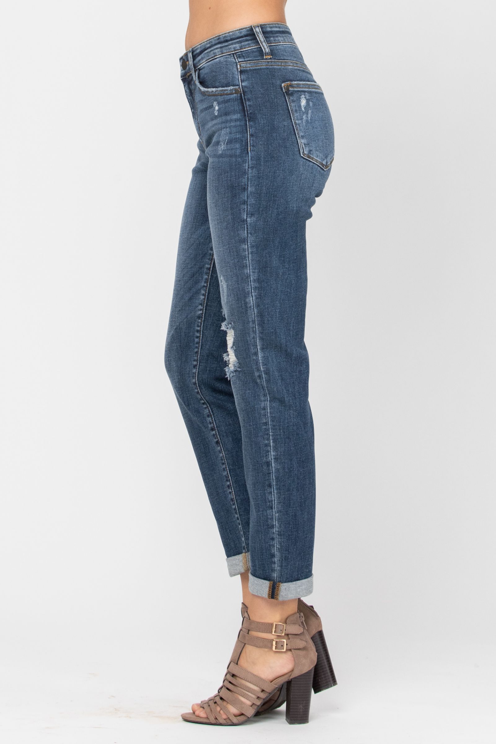 Judy Blue Mid-Rise Destroyed Girlfriend Jeans