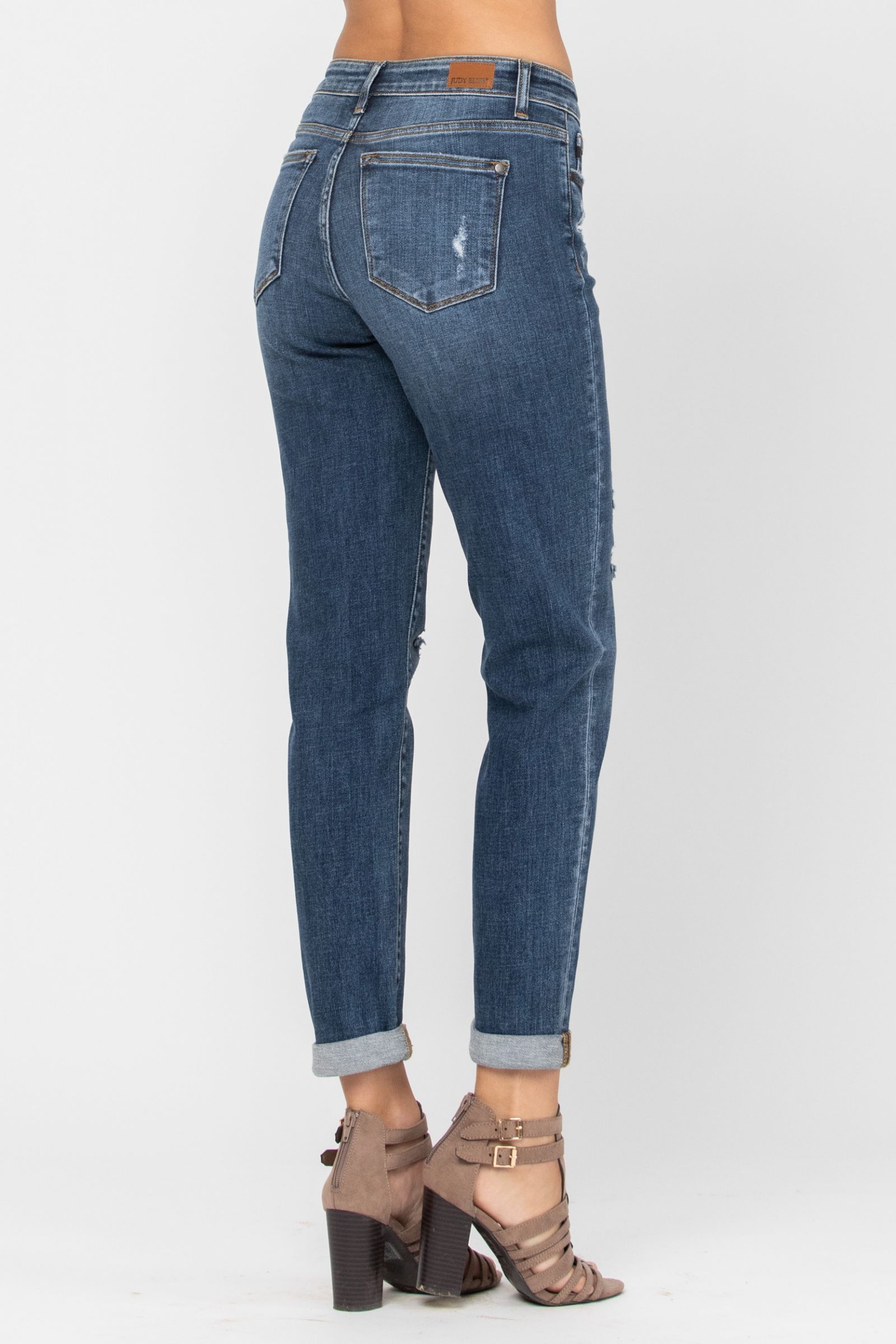 Judy Blue Mid-Rise Destroyed Girlfriend Jeans