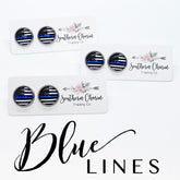 Blue Lines Flag Stud Earrings