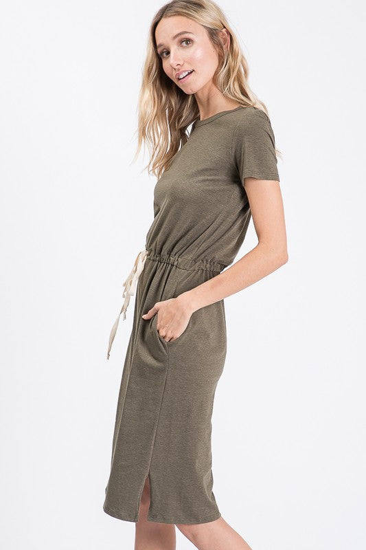 Feel Alive Tshirt Dress - Olive