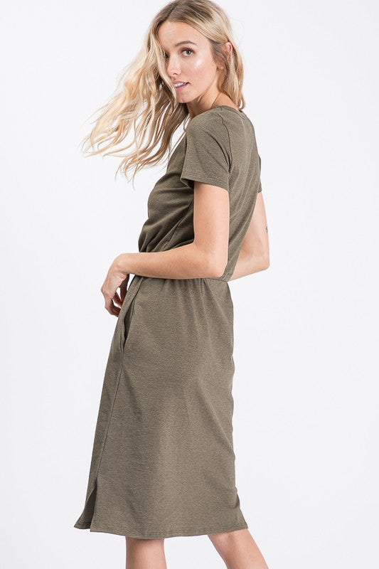 Feel Alive Tshirt Dress - Olive