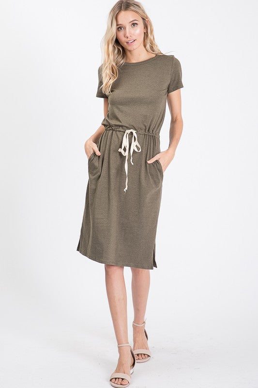 Feel Alive Tshirt Dress - Olive