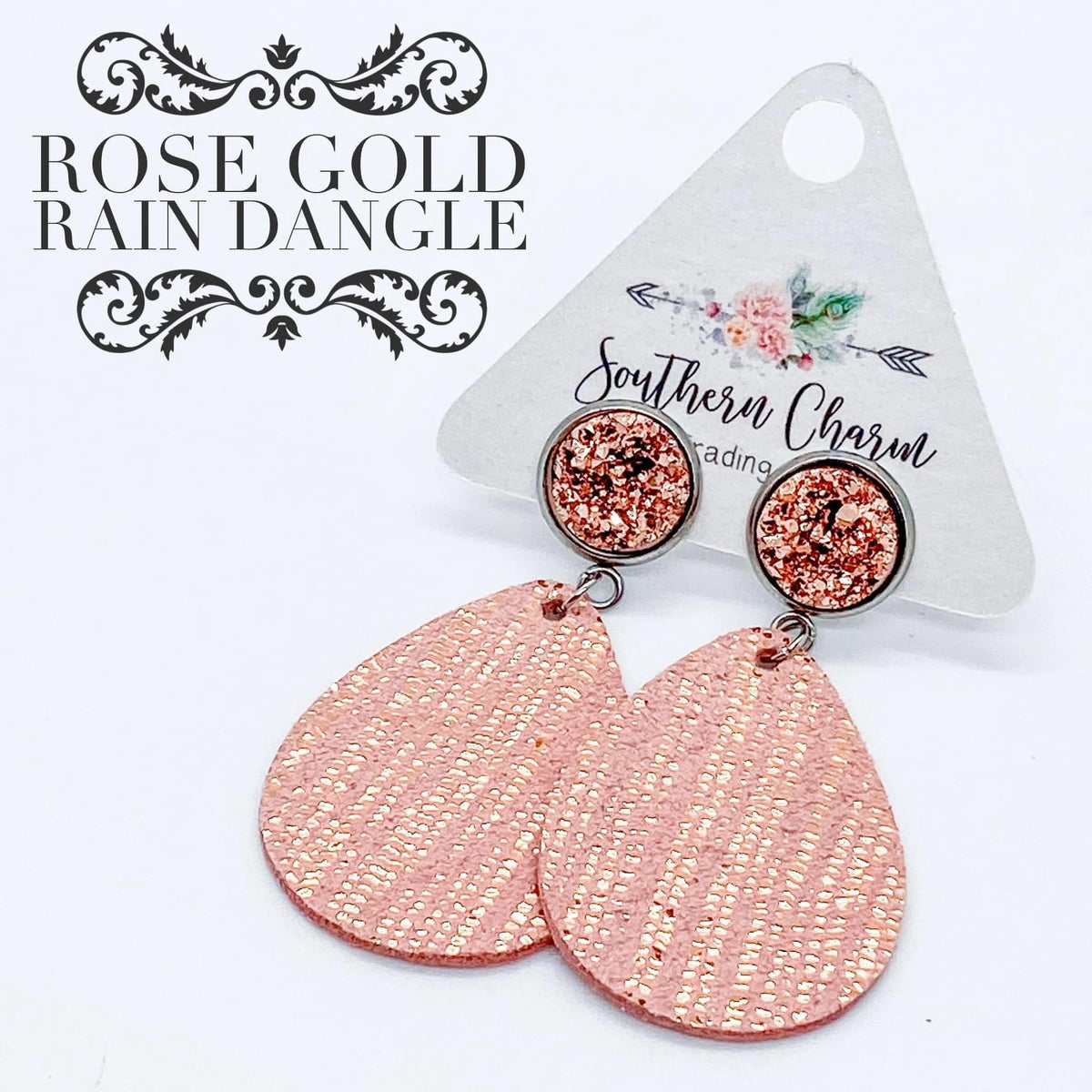 Rose Gold & Pink Rain Dangle Earrings