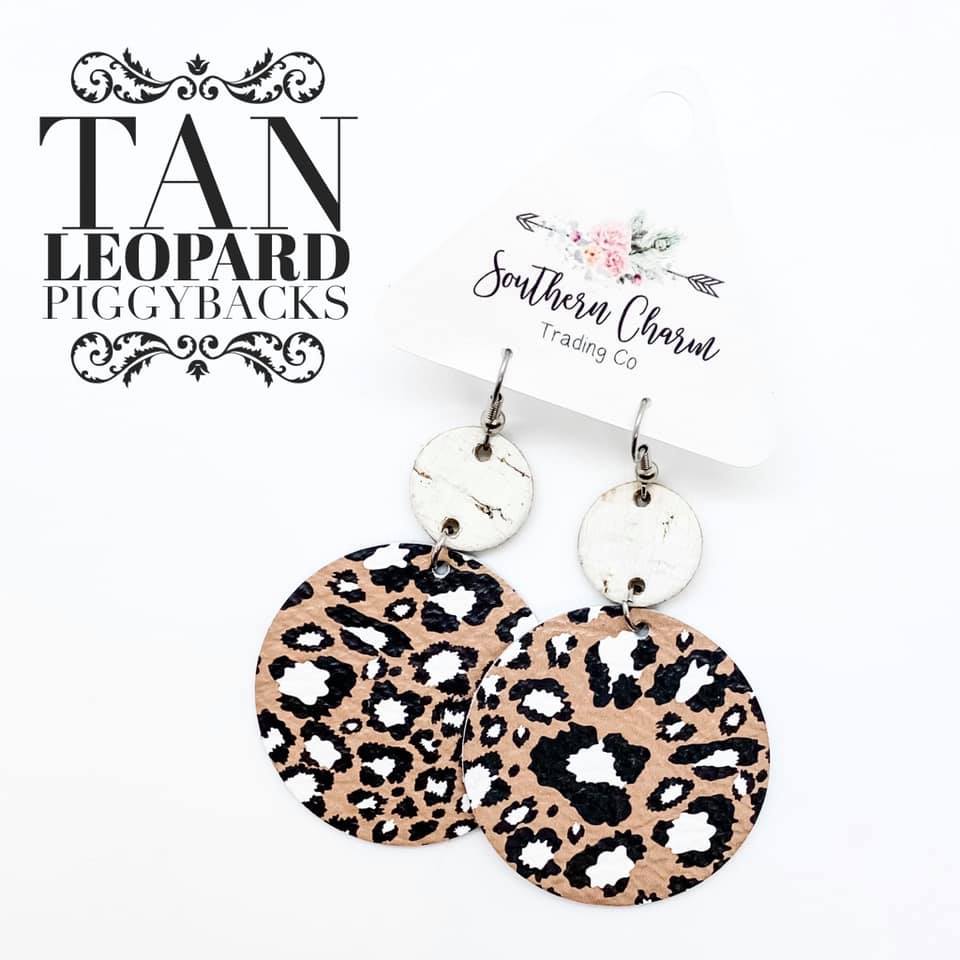 Tan Leopard Piggyback Earrings
