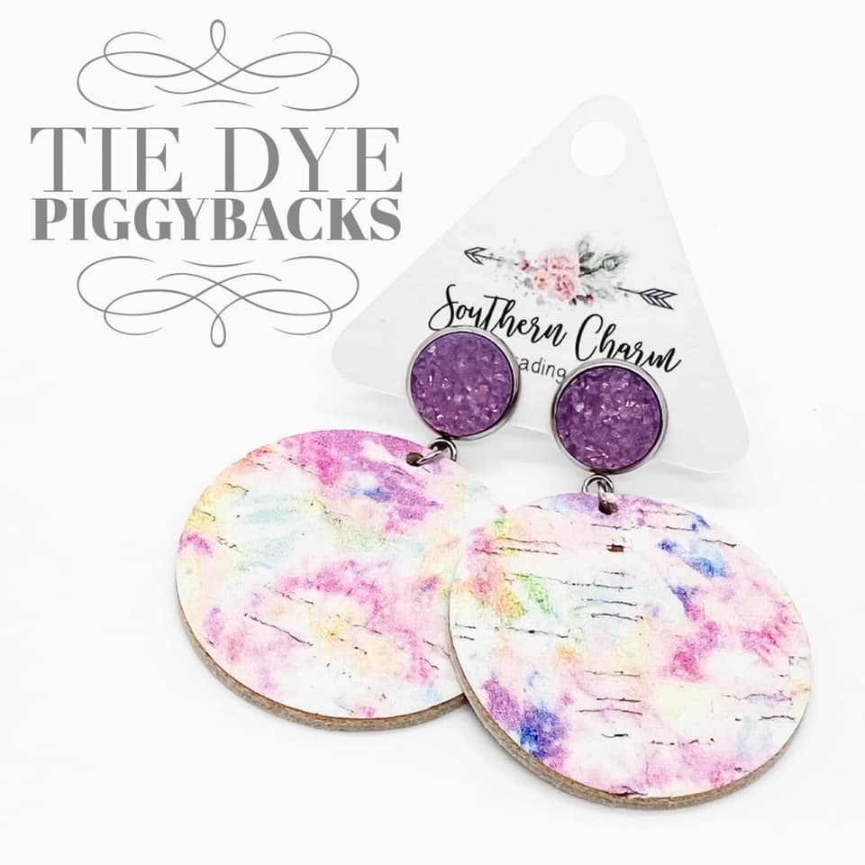 2" Frosted Purple & Tie Dye Piggyback Corkies