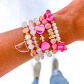 Hot Pink Heart Bracelet Stack