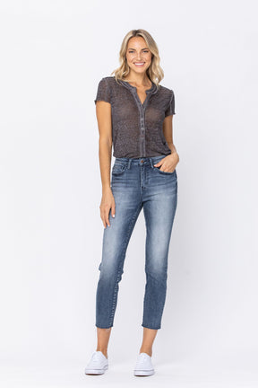 Judy Blue Relaxed Raw Hem Jeans