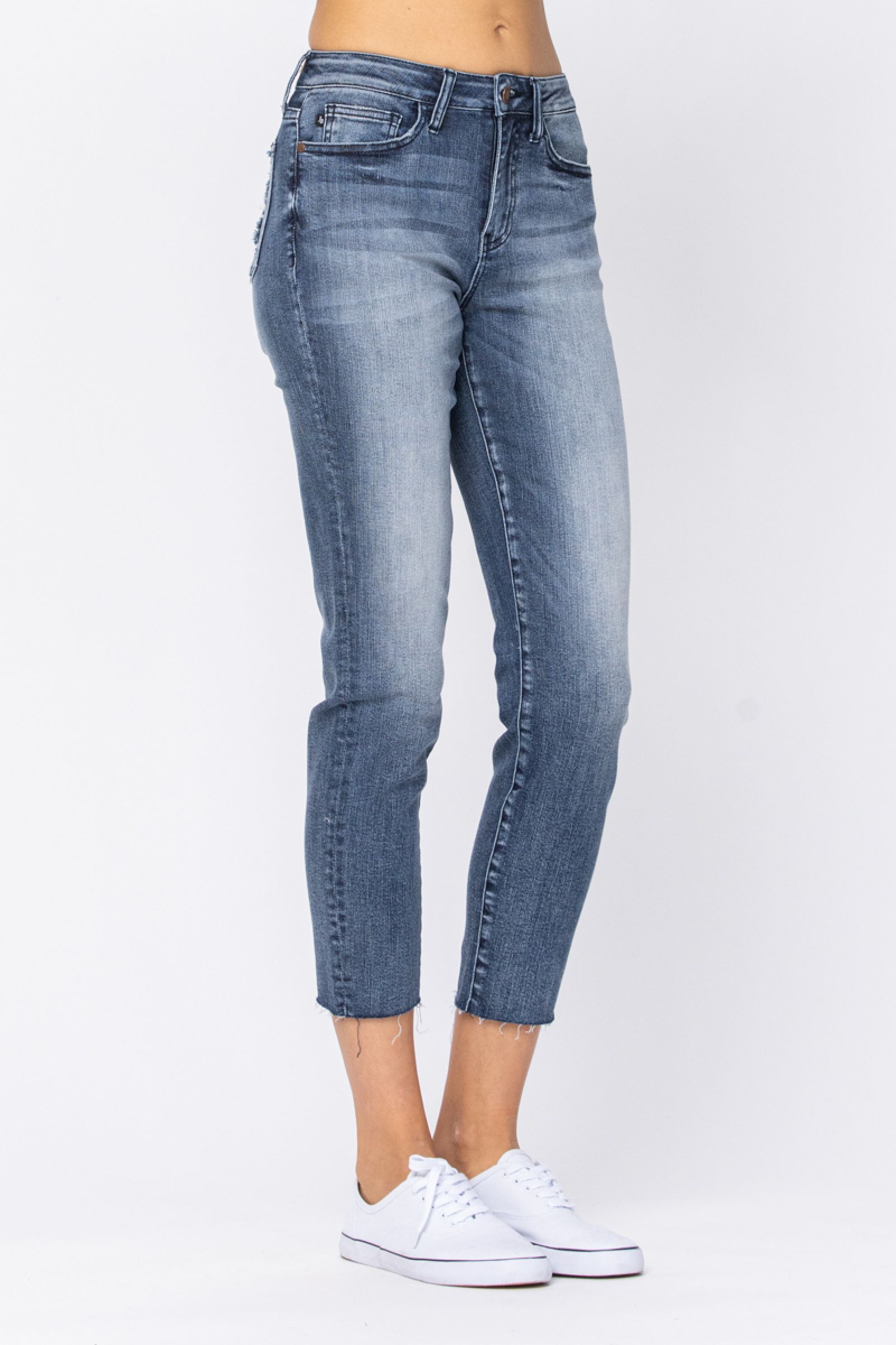 Judy Blue Relaxed Raw Hem Jeans