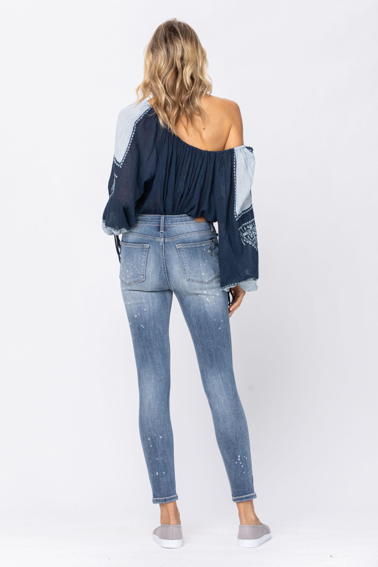 Judy Blue Bleach Splatter Destroyed Skinny Jeans