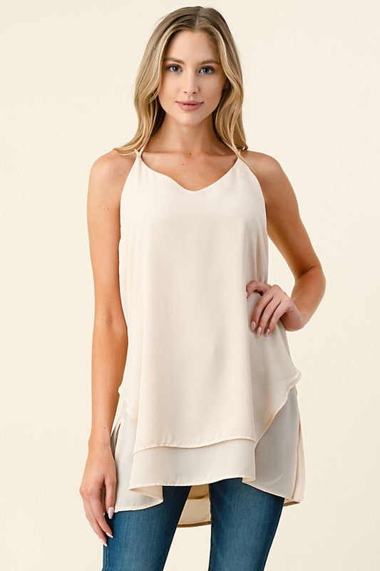 So Much More Than Yesterday Layered Tank - Oatmeal