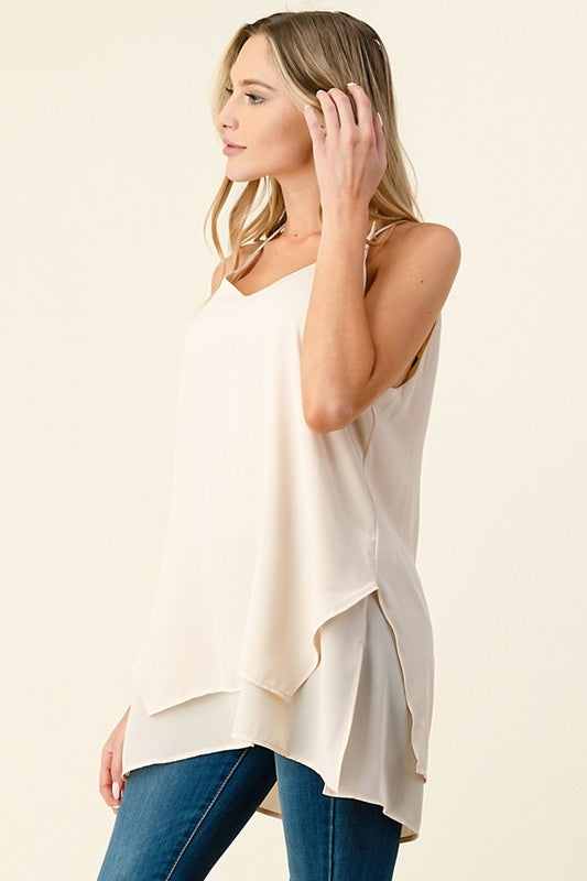 So Much More Than Yesterday Layered Tank - Oatmeal
