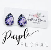 Big as Texas Big Purple Floral Teardrop Earring