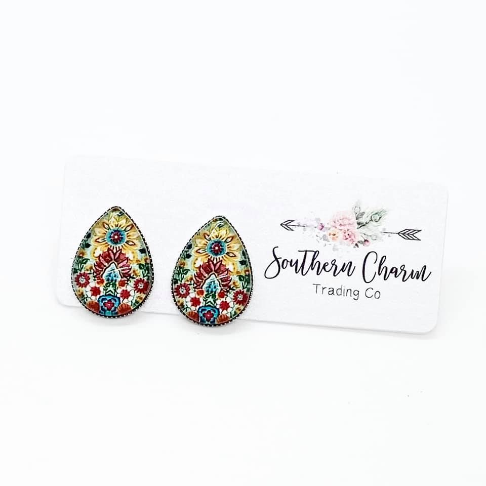 Big as Texas Yellow Floral Teardrop Earrings