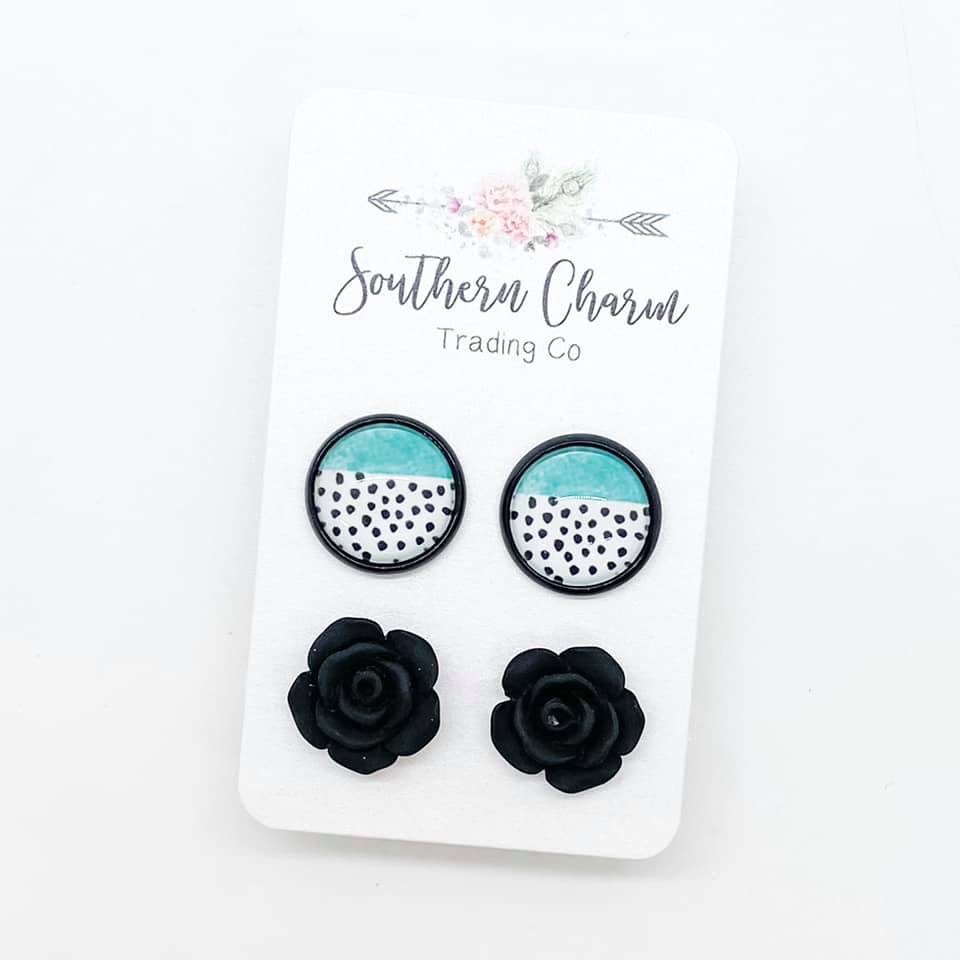 Teal/Black Polka Dots & Black Duos