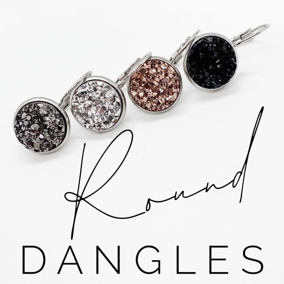 Big As Texas Round Dangle Earrings- Gunmetal