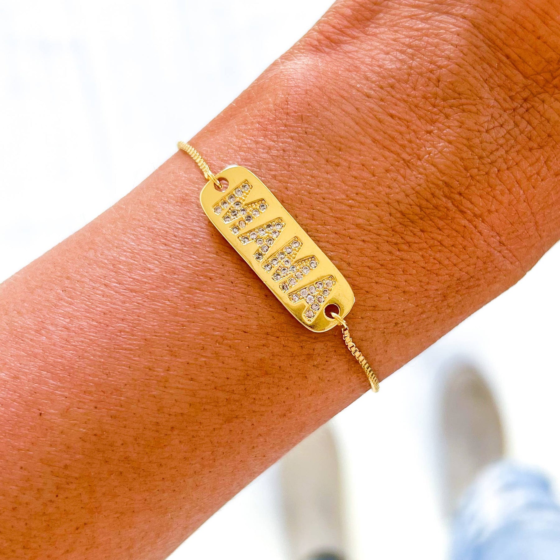 18K Gold Filled Mama Pave' Bracelet
