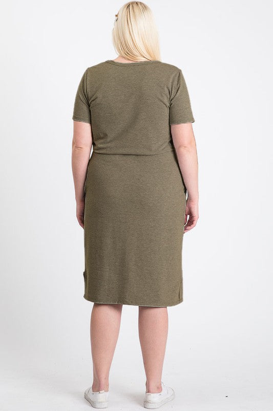 Feel Alive Tshirt Dress - Olive