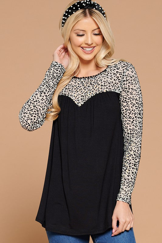 Just a Flirt Lace Detail Long Sleeve Top - Taupe