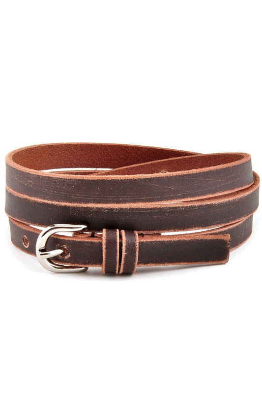 Distressed Leather Belt - Brown