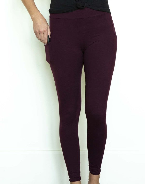 Perfect Fit Pocket Leggings - Burgundy