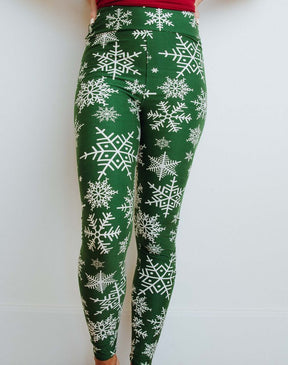 Perfect Fit Leggings - Green Snowflakes