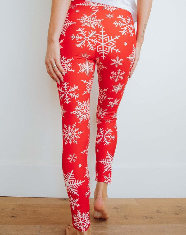 Perfect Fit Leggings - Red Snowflakes