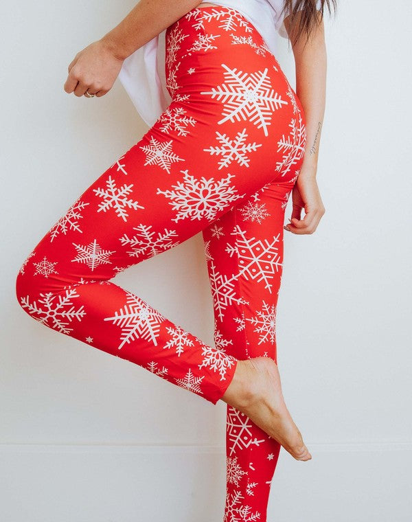 Perfect Fit Leggings - Red Snowflakes